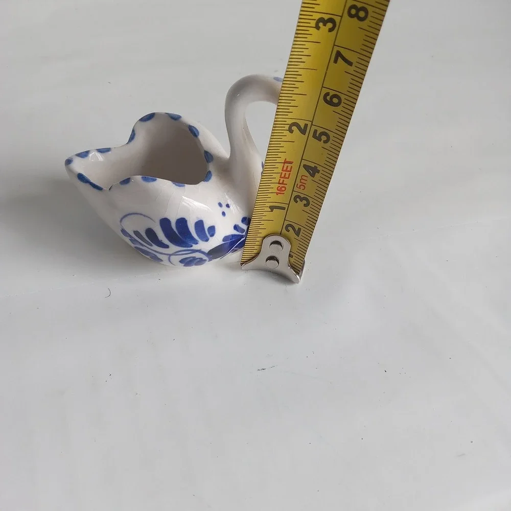 Swan Figure Porcelain. Blue And White Color